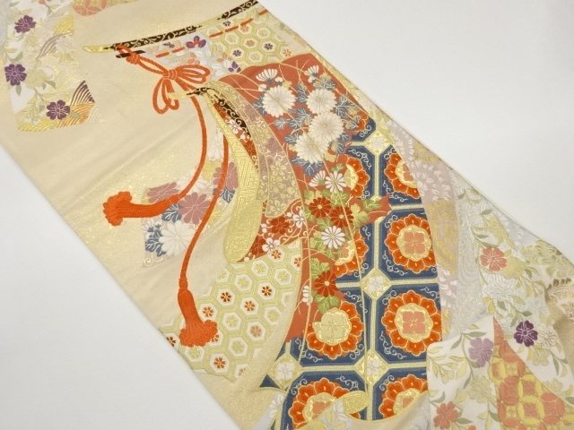 JAPANESE KIMONO / FUKURO OBI / WOVEN CLASSICAL PATTERN 